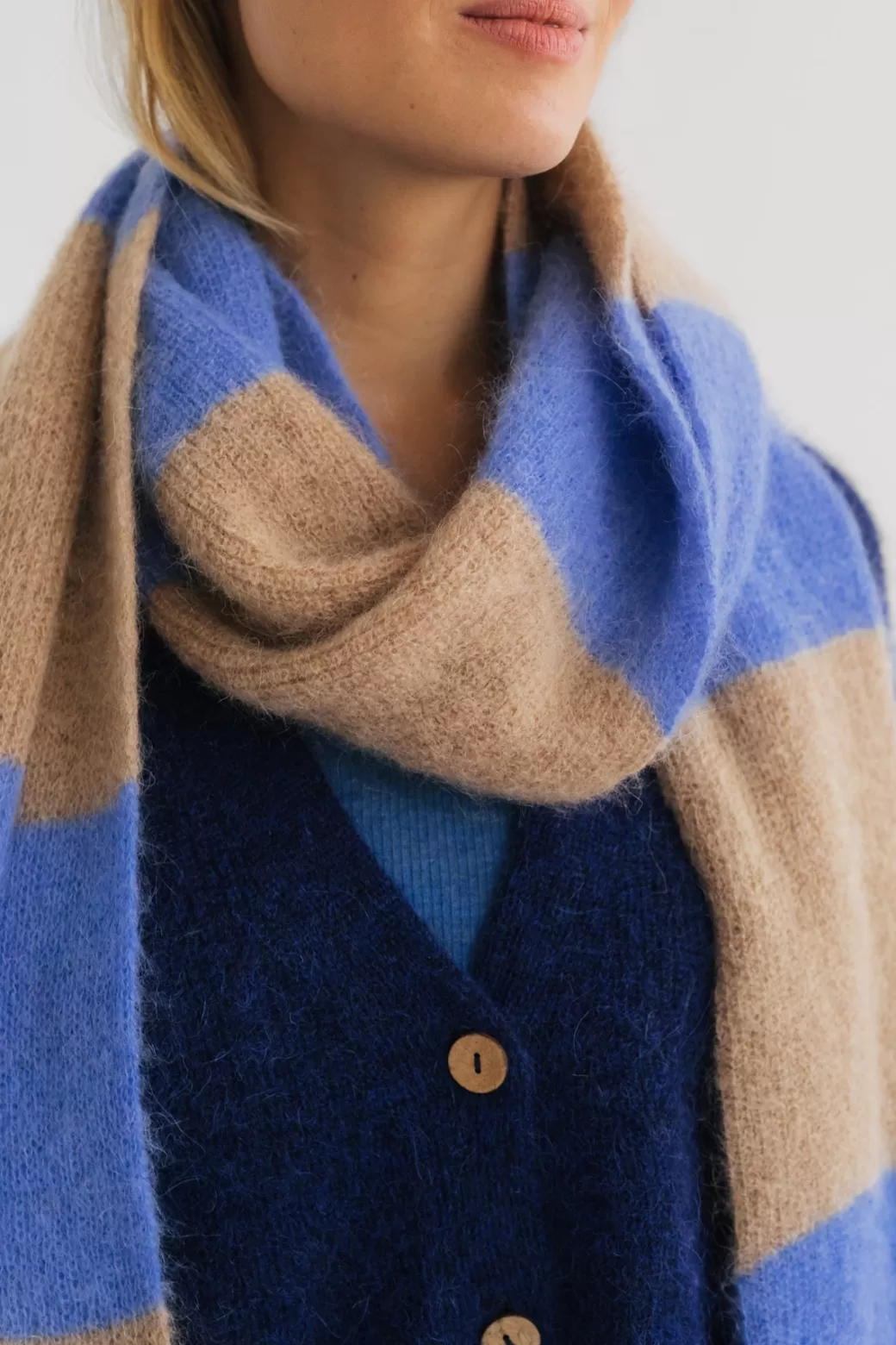 Clearance Twothirds Bicolour Scarf-Cyan/Sand