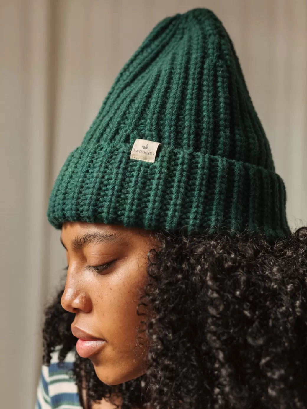 Outlet Twothirds Ribbed Beanie-Dark Green