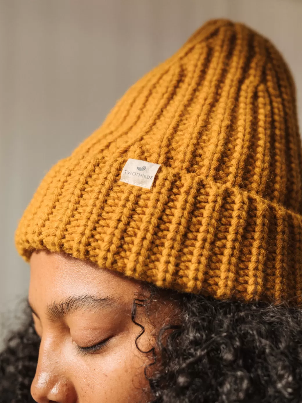 Online Twothirds Ribbed Beanie-Mustard